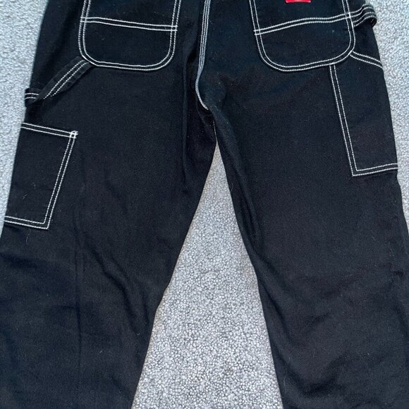 DICKIES BLACK RELAXED FIT CARPENTER PANTS - WITH LOGO BELT - EUC - JUNIOR 7 / 28 - Picture 7 of 12